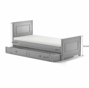 Ines neutral gray bed 90x200 with drawer