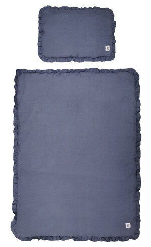 Linen bedding with a flounce navy blue L without filling 