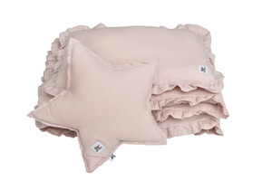 Linen bedding with a flounce dusty pink M without filling