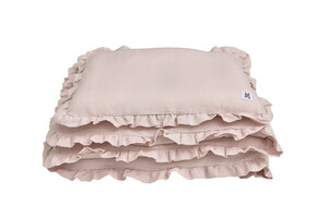 Linien bedding with a flounce dusty pink S with filling