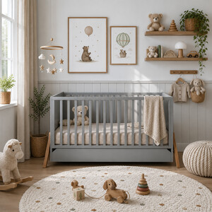Lotta gray cot/toddler bed 70x140 with drawer 