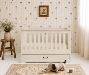 Ines elegant white cot / toddler bed 70x140 
