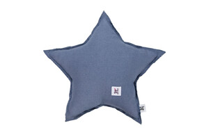 Linen decor pillow star navy blue